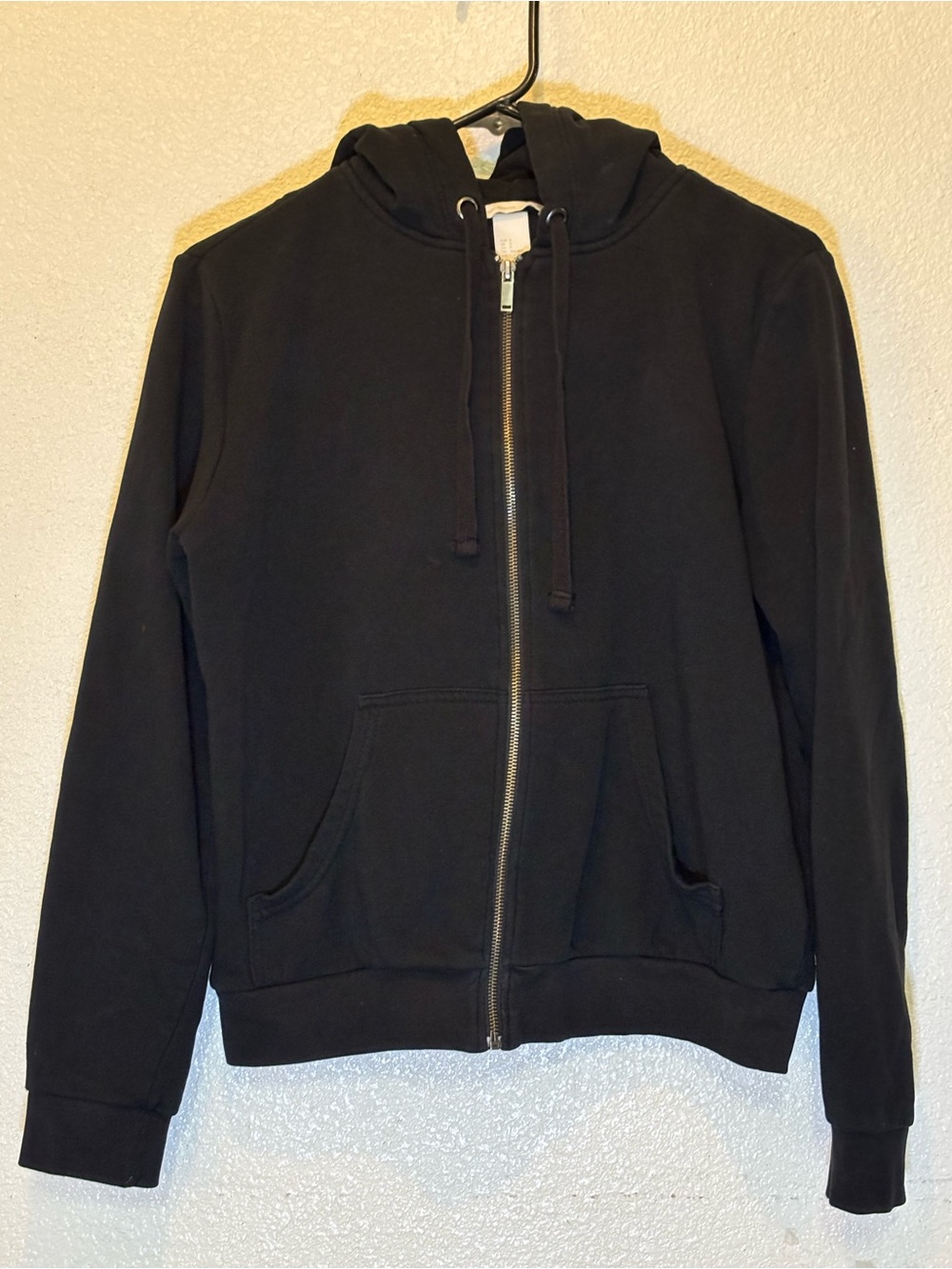 H&M Black Zip-Up Hoodie with Drawstring